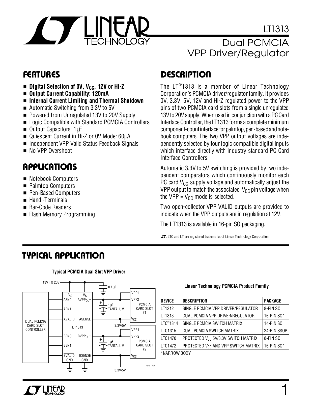 Linear Technology LT1313 Datasheet