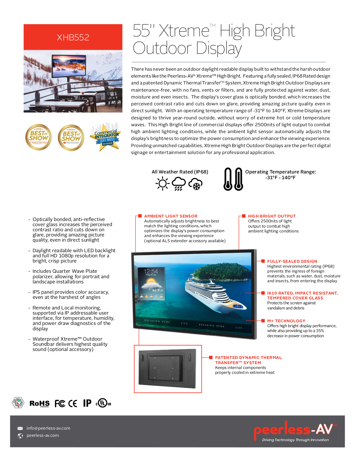 Peerless-AV XHB552-EUK Product Data Sheet