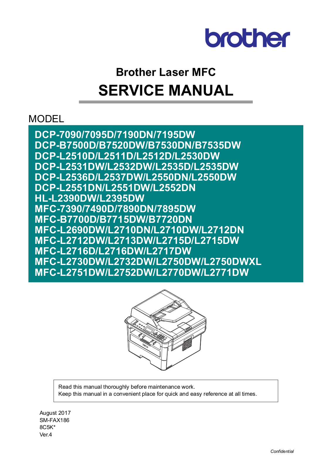 Brother dcp 7090, dcp7095d, dcp 7190dn, dcp 7195dw, dcp b7500d Service Manual