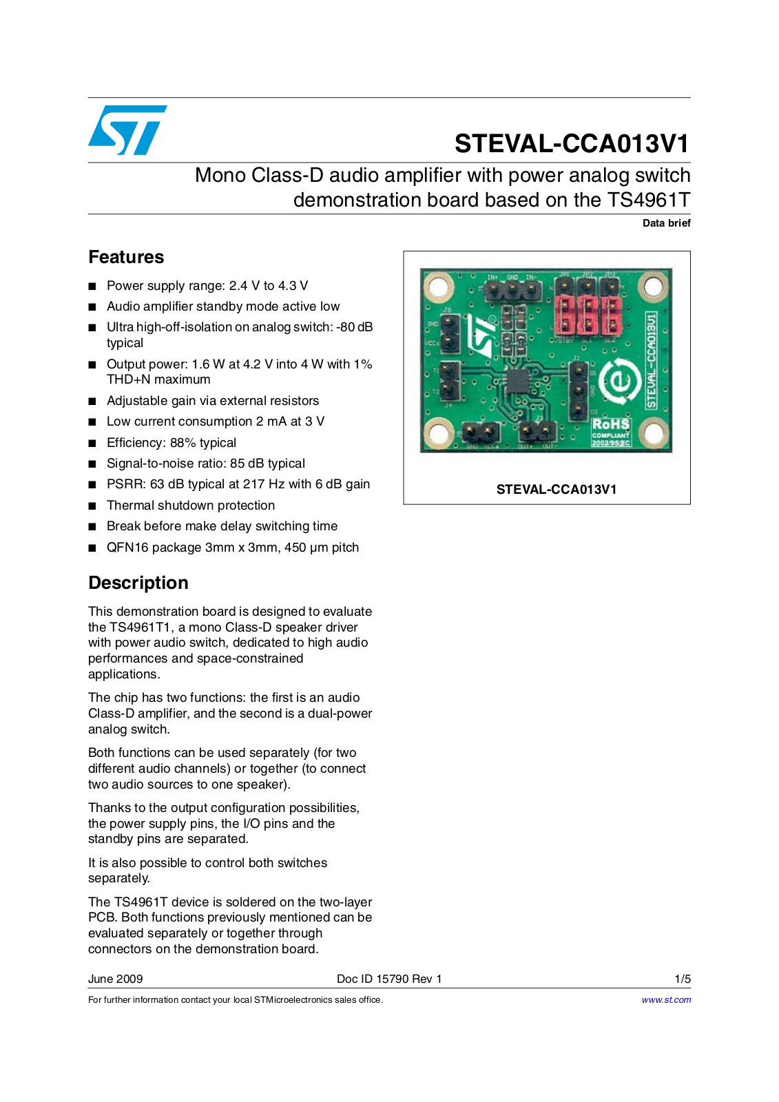 ST CCA013V1 User Manual