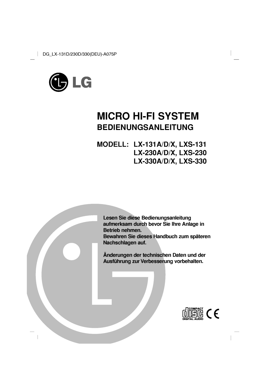 Lg LX-330A, LX-330D, LX-330X, LXS-330, LX-230A user Manual