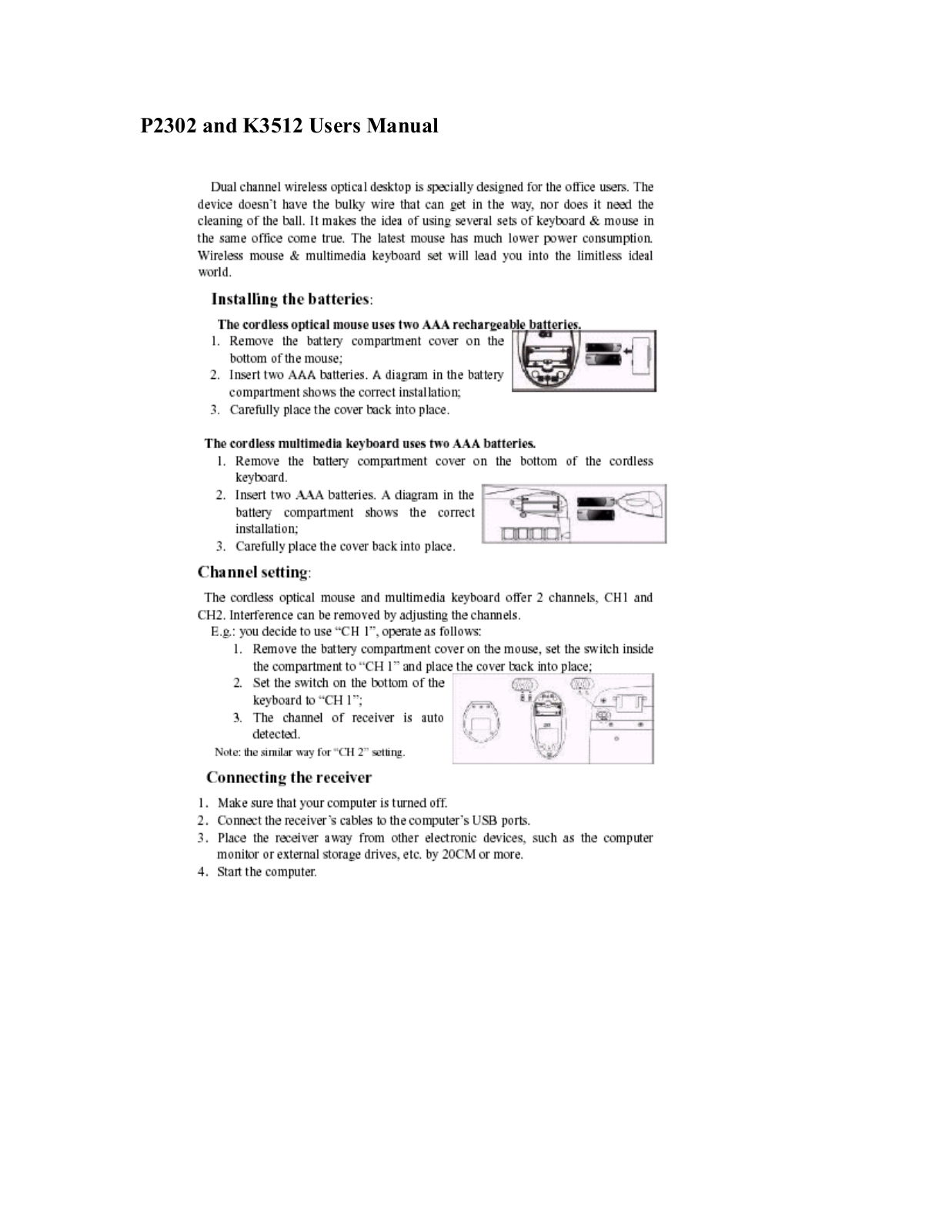 G Tech Technology K3512, P2302 Users Manual