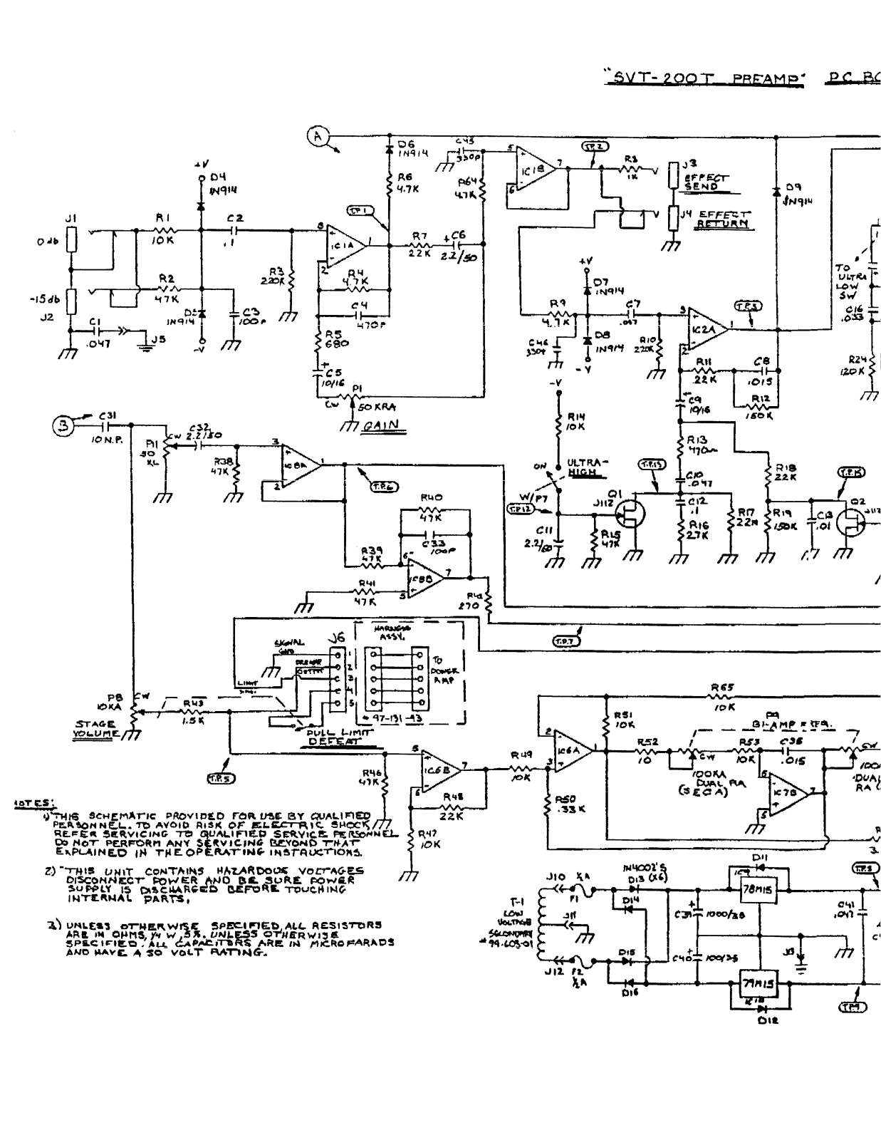 Ampeg SVT 200T Schematic