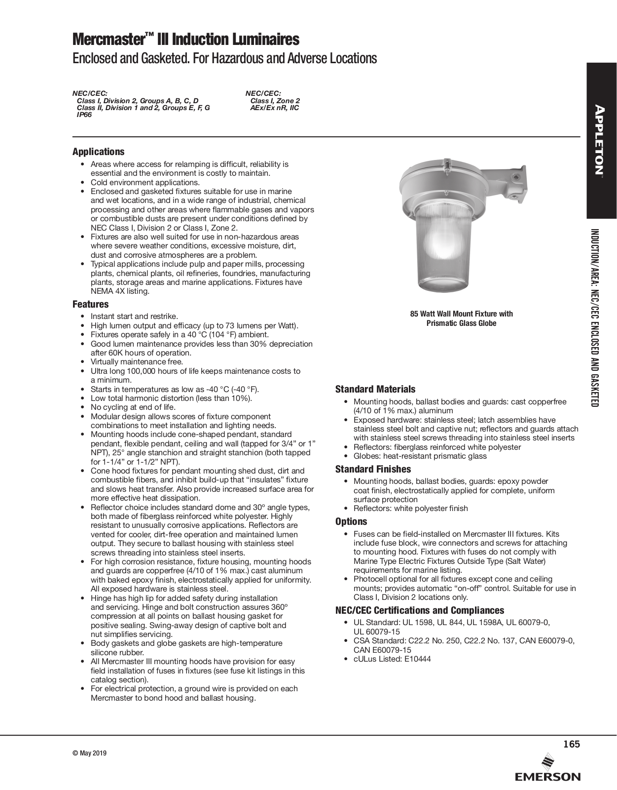 Appleton Mercmaster™ III Induction Luminaires Catalog Page