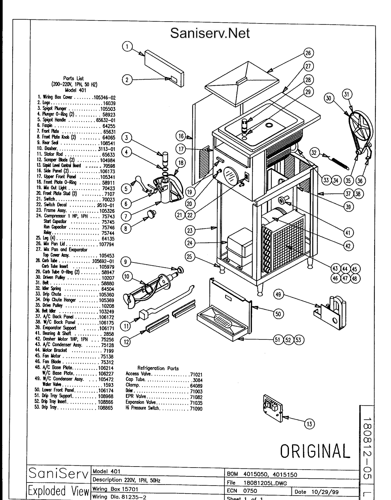 SaniServ 401 Parts Diagram