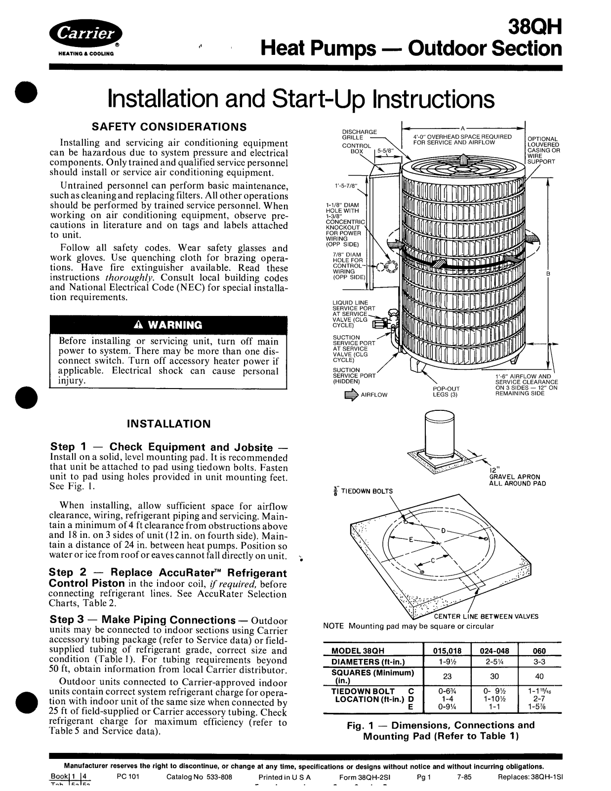 Carrier 38QH User Manual