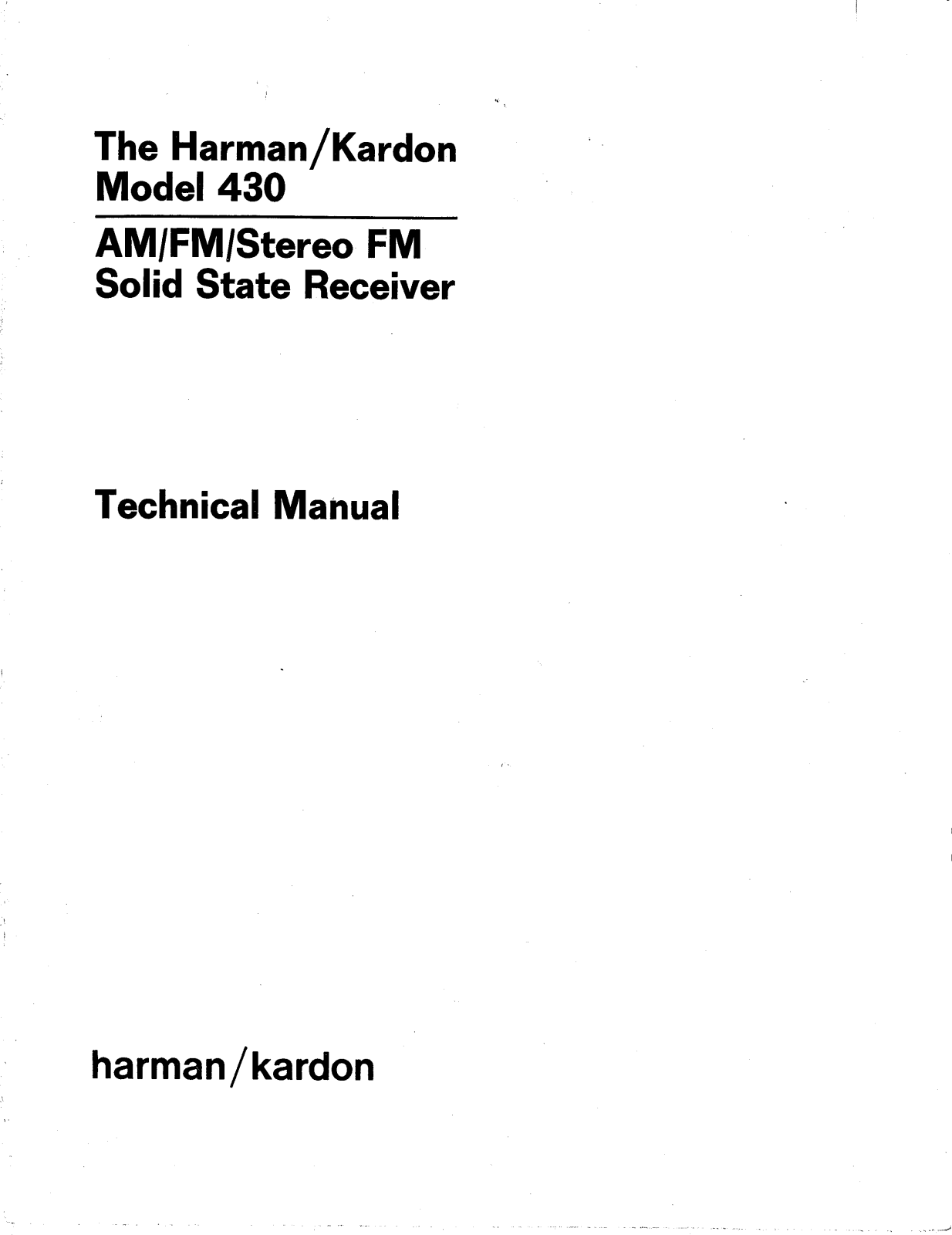 Harman Kardon 430, 430-A, HK-430 Service manual