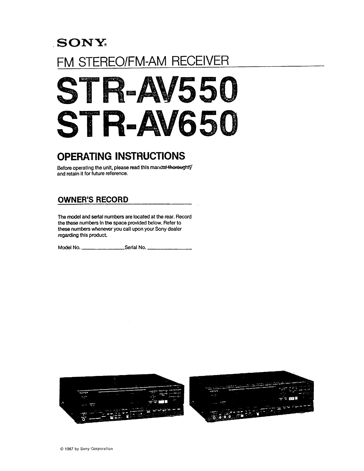 Sony ST-RAV650 User Manual