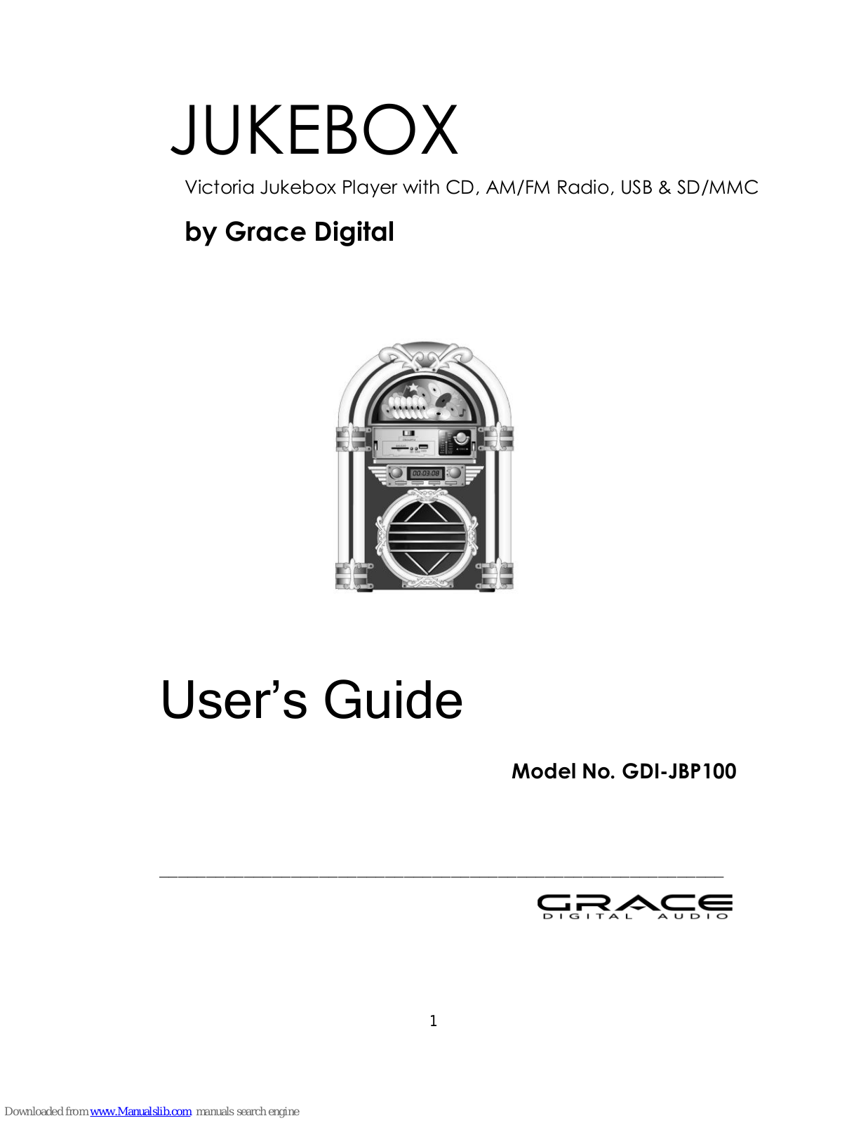 Grace Digital Victoria Jukebox GDI-JBP100 User Manual