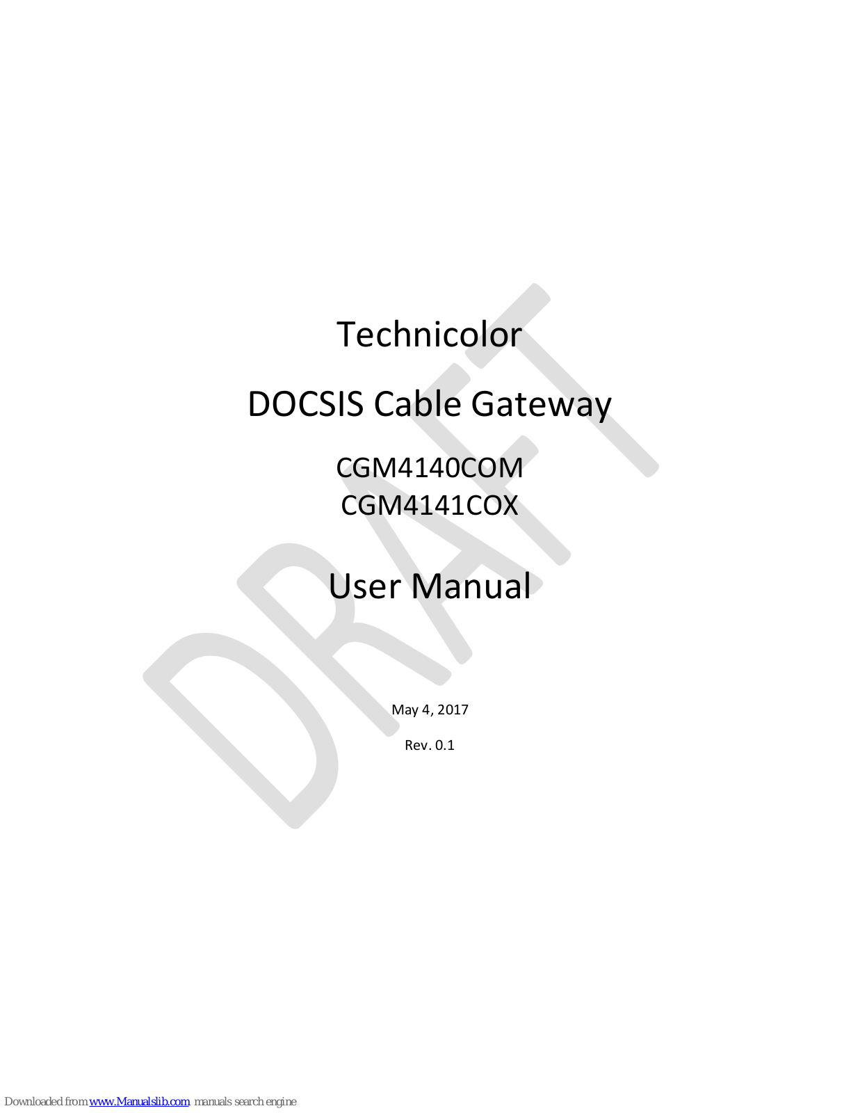 Technicolor CGM4140COM, CGM4141COX User Manual