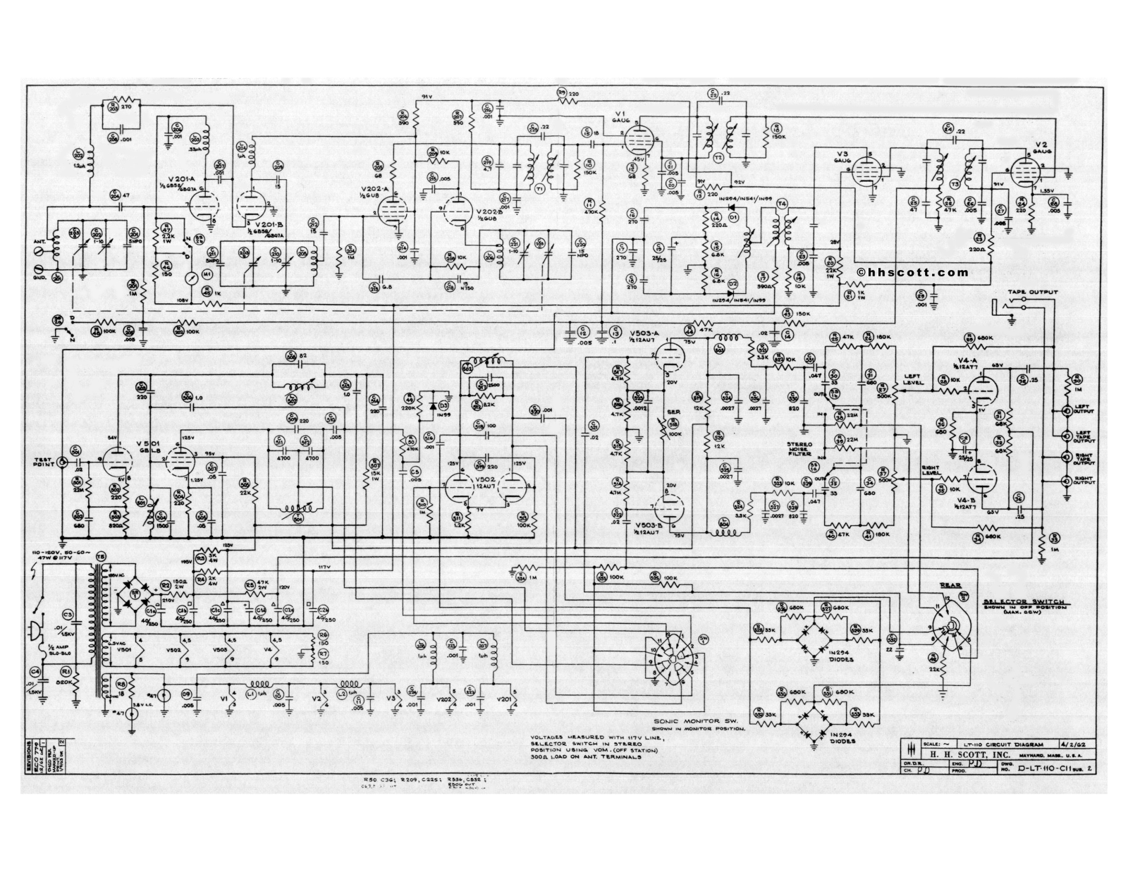 H.H. Scott LT-110 Schematic