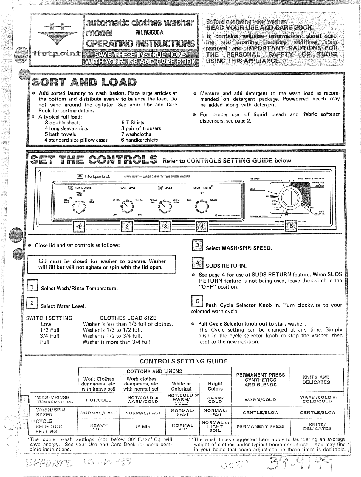 GE WLW3505A Operating Instructions - ManualMachine.com