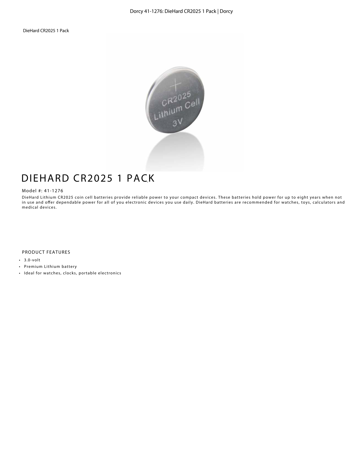 DieHard 41-1276 Data Sheet - ManualMachine.com