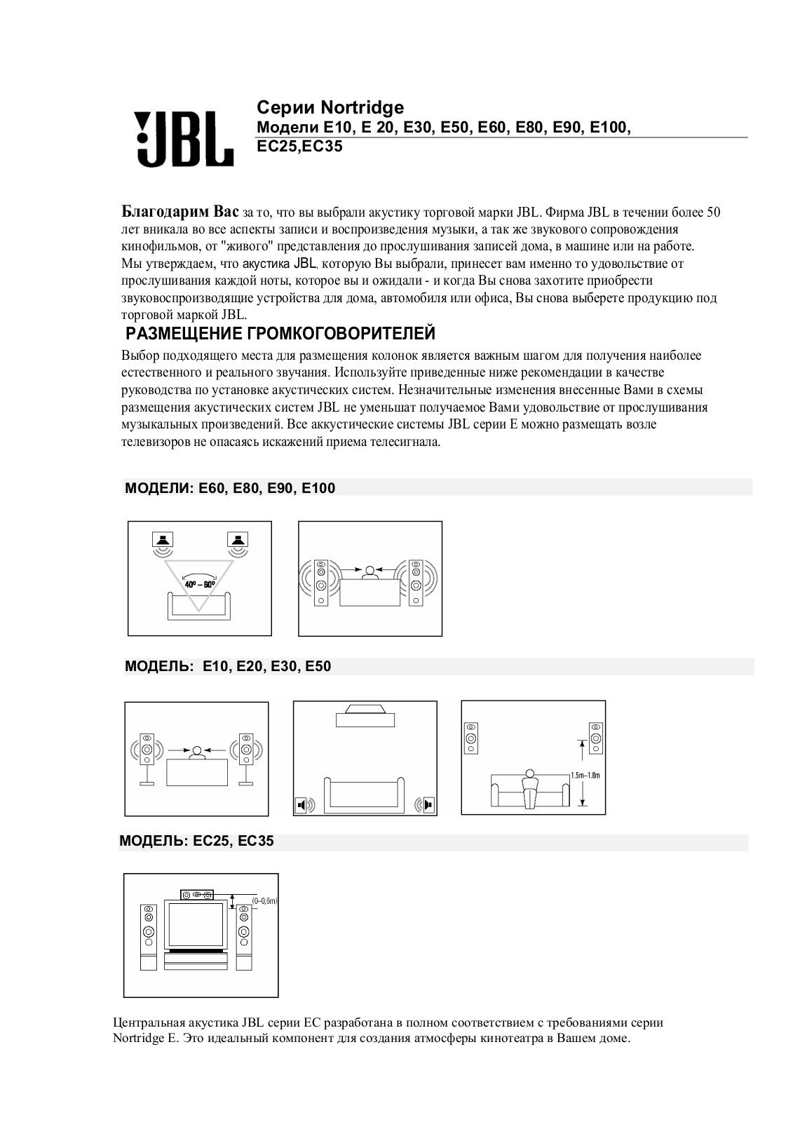 JBL E20 User Manual