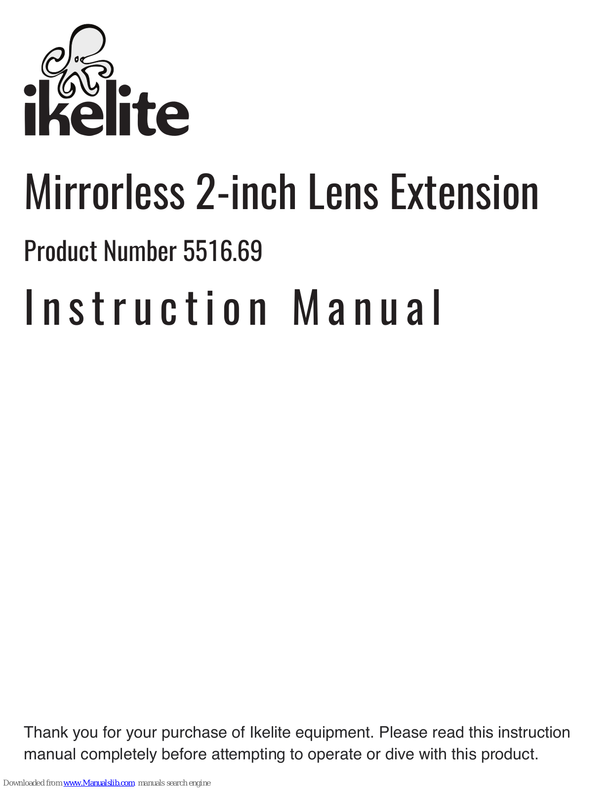 Ikelite 5516.69, 5516.65 Instruction Manual