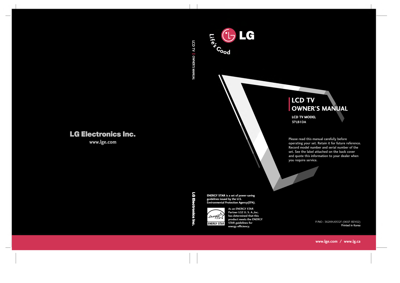 LG 37LB1DA User Manual