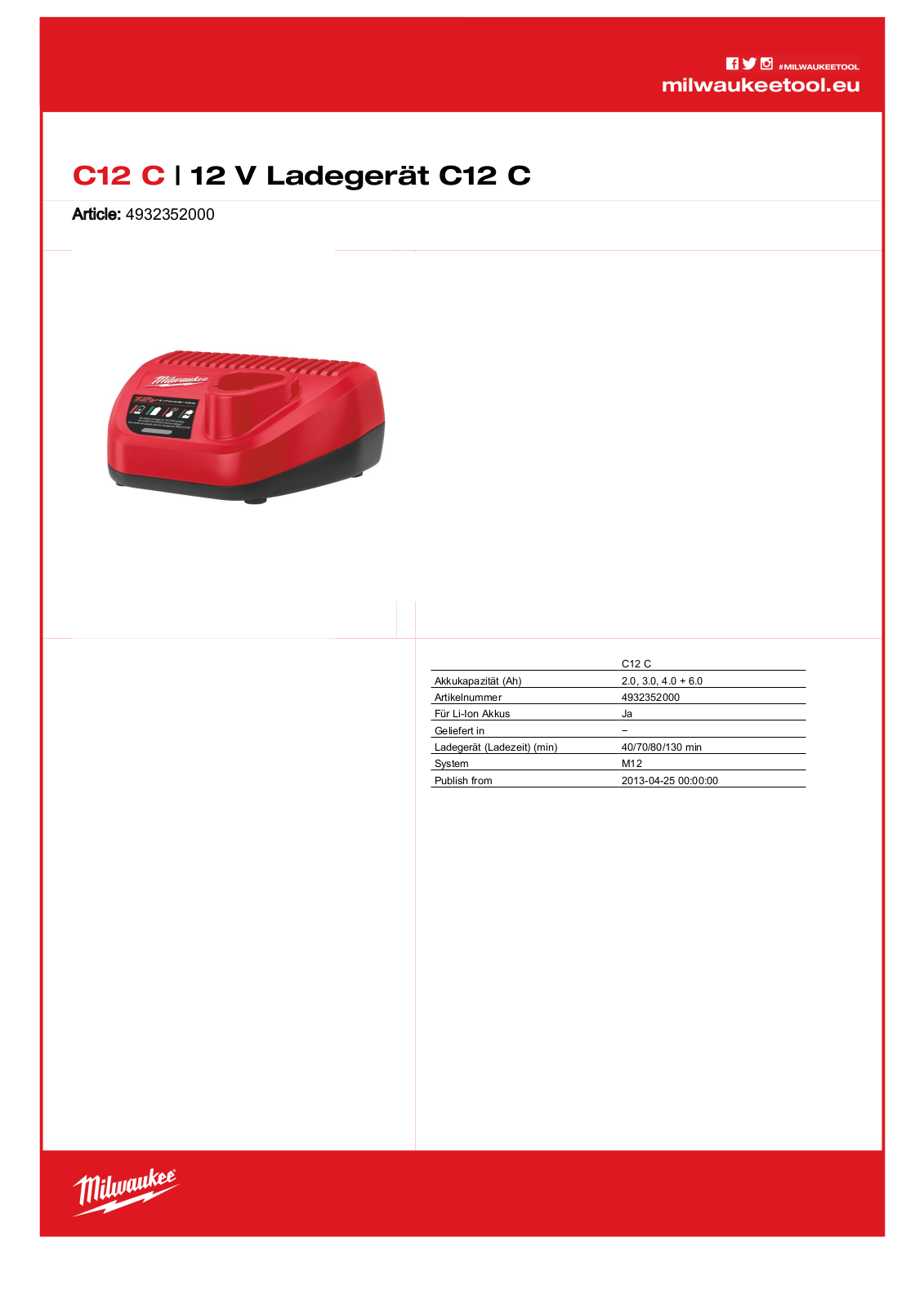 Milwaukee C12C User Manual