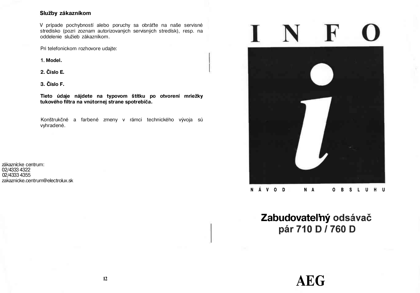 AEG 710D, 760D User Manual