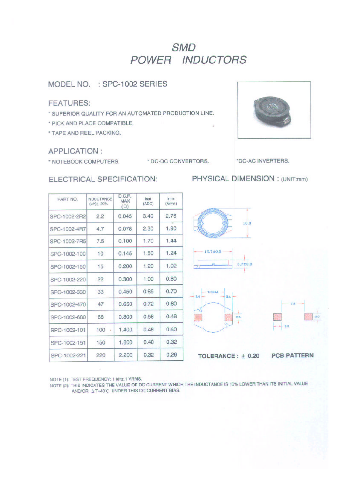 MICRO SPC-1002-101, SPC-1002-150, SPC-1002-151, SPC-1002-220, SPC-1002-221 Datasheet