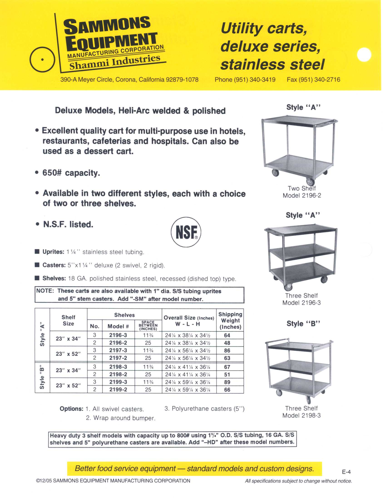 Sammons Equipment 2196-2 User Manual