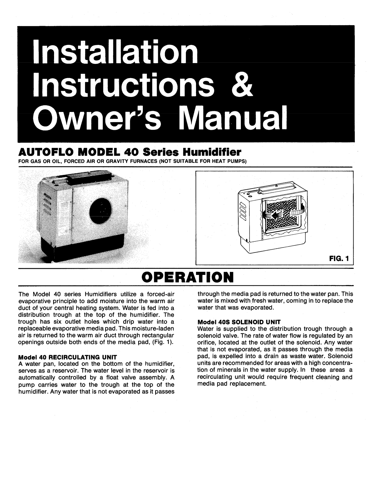 Autoflo 40, 40s Owner's Manual