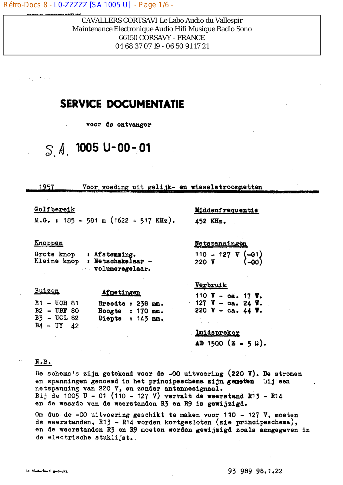 Philips sa 1005 u Datasheet - ManualMachine.com