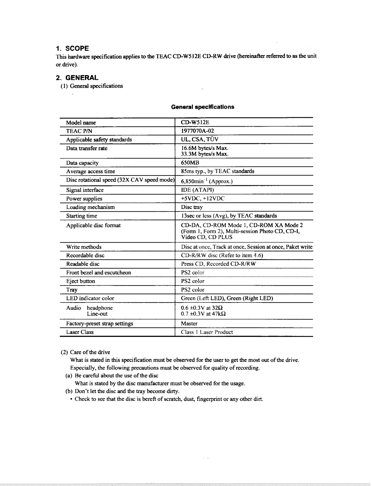 Teac CD-W0040A User Manual