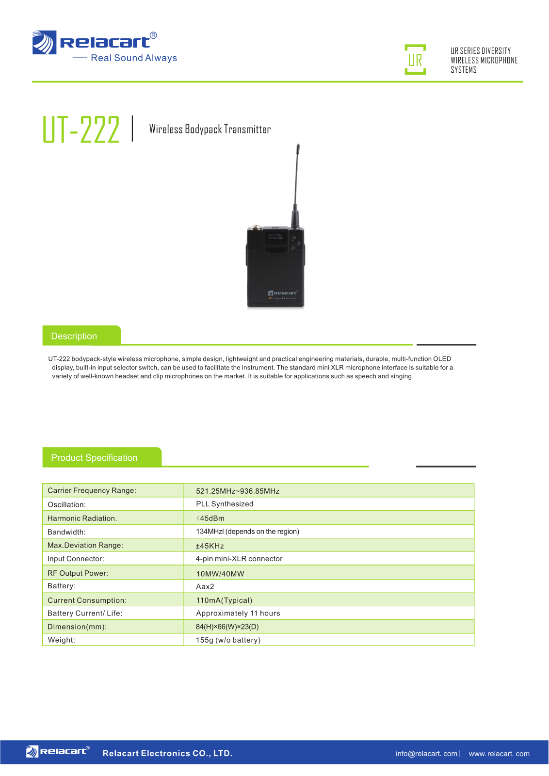 Relacart UT-222 User guide - ManualMachine.com