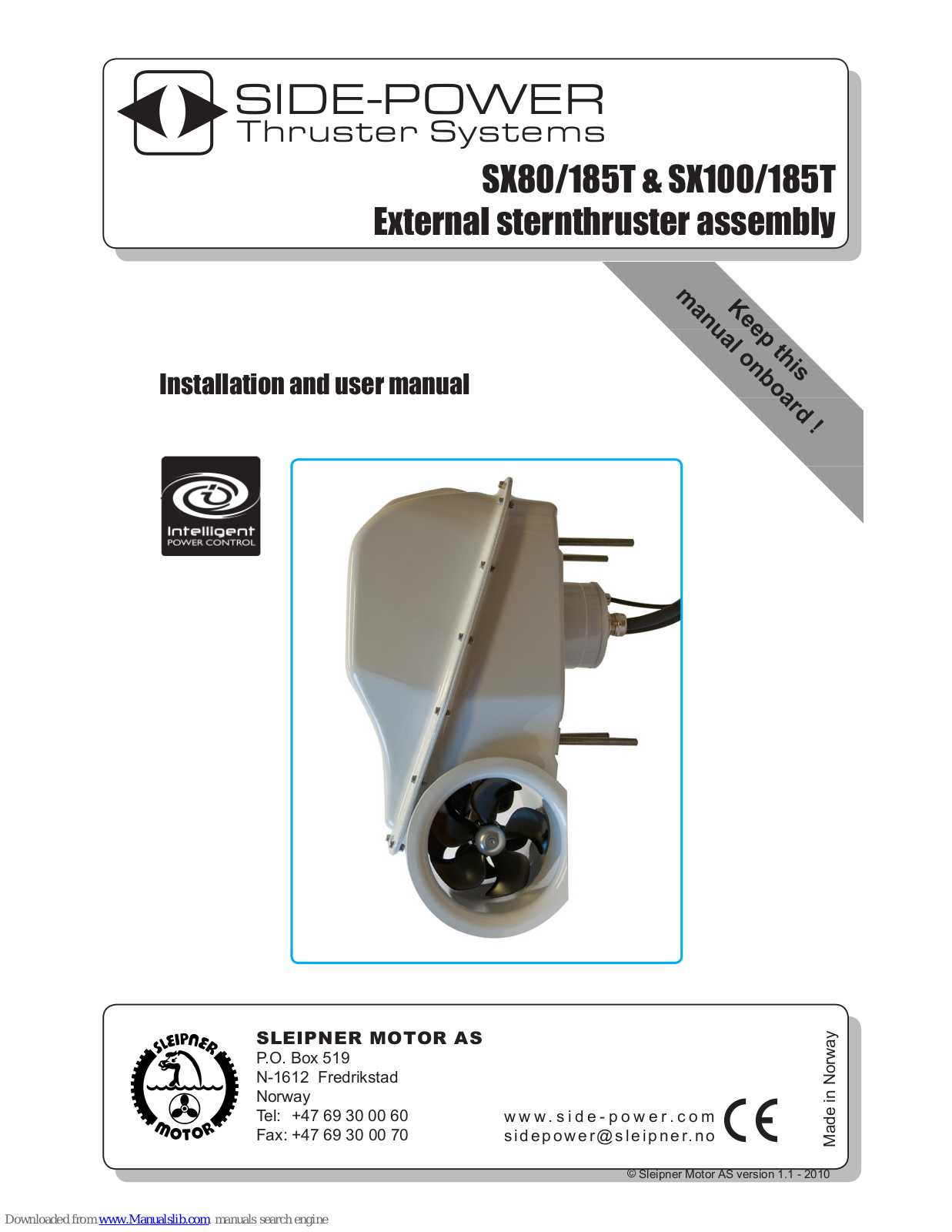 Side-Power SX80/185T, SX100/185T Installation And User Manual