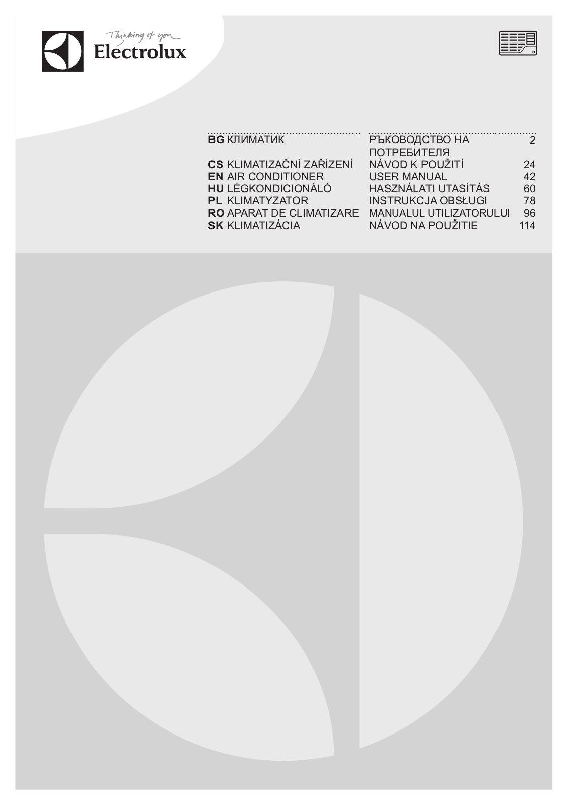 Electrolux EXP08CN1W6 Operating Instructions