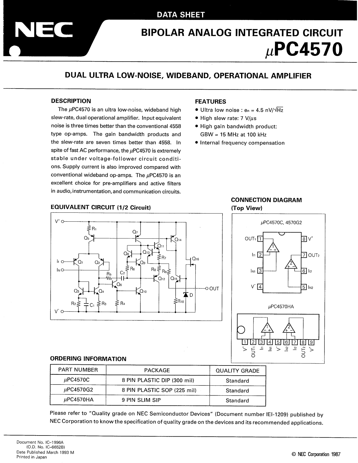 Datasheet UPC4570C Specification - ManualMachine.com