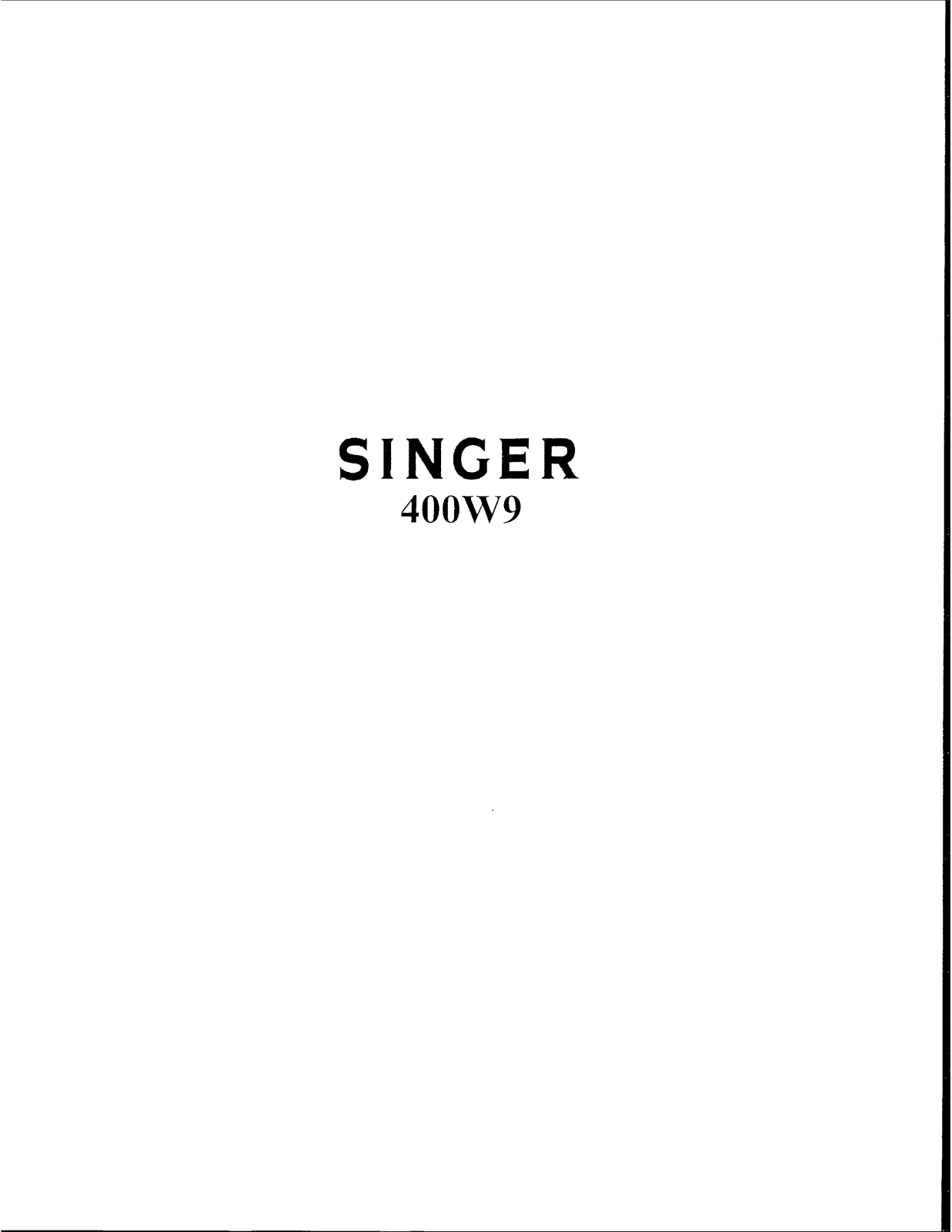 Singer 400W9 User Manual