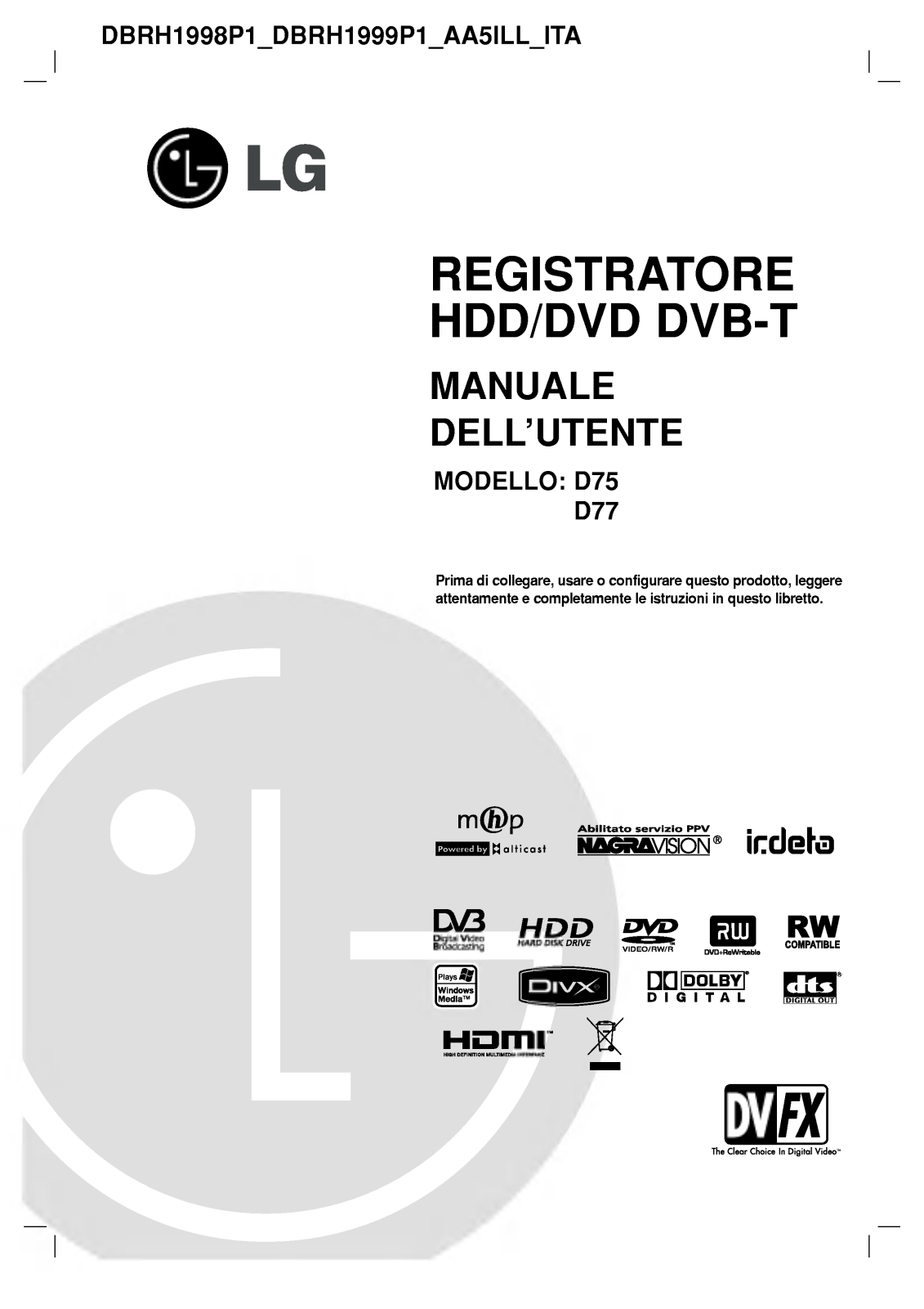 LG DBRH1998P1 User Manual