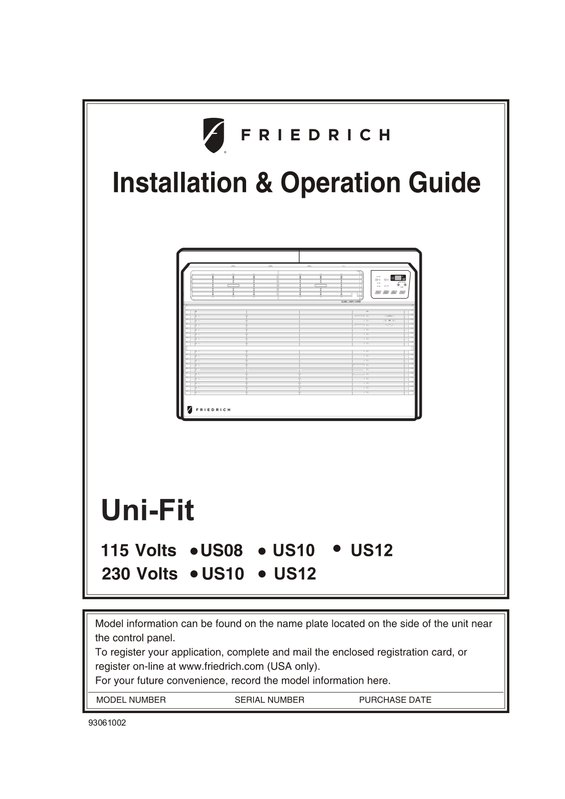 Friedrich UE08D11D User Manual