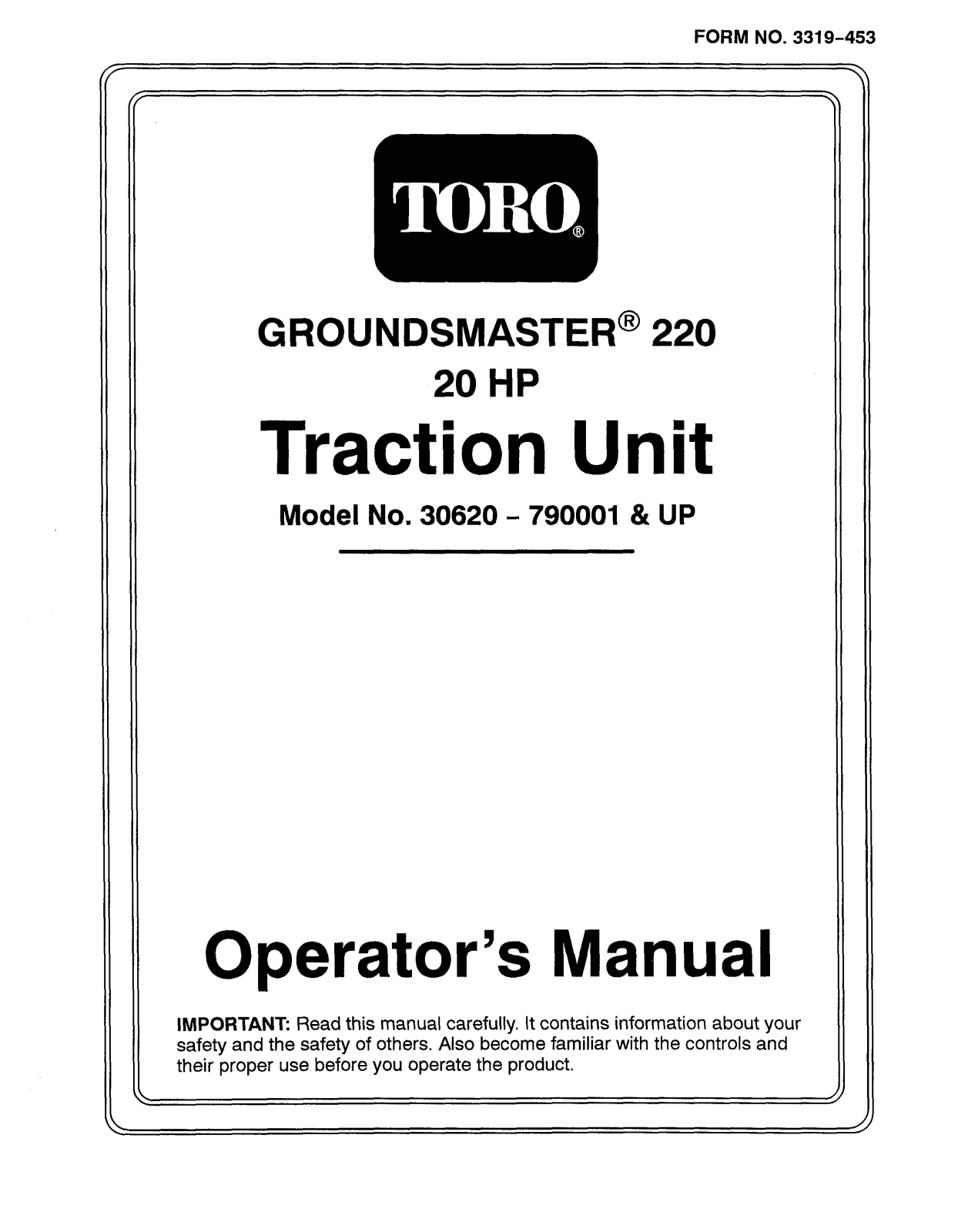 Toro 30620 Operator's Manual