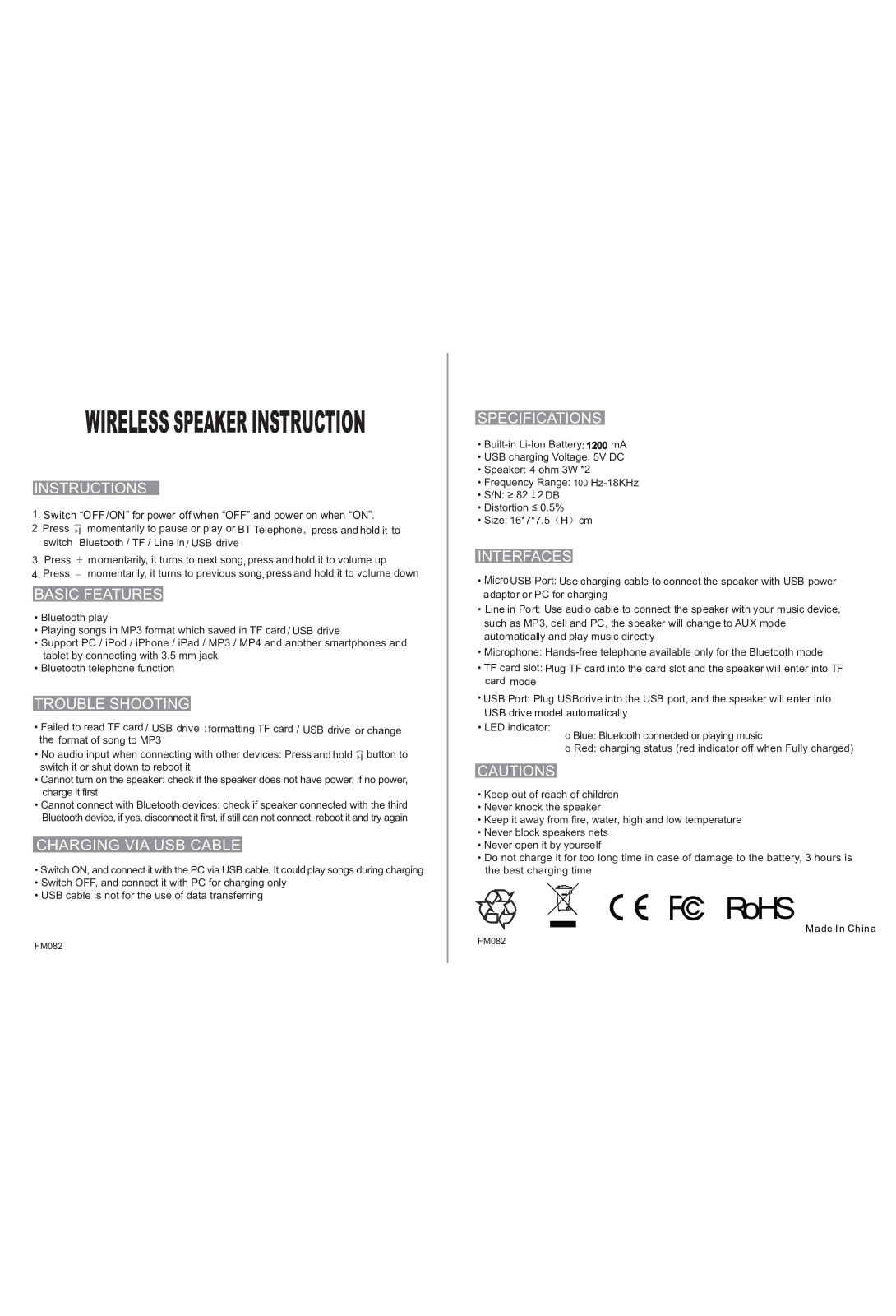 FORM ELECTRONICS FM082 User Manual