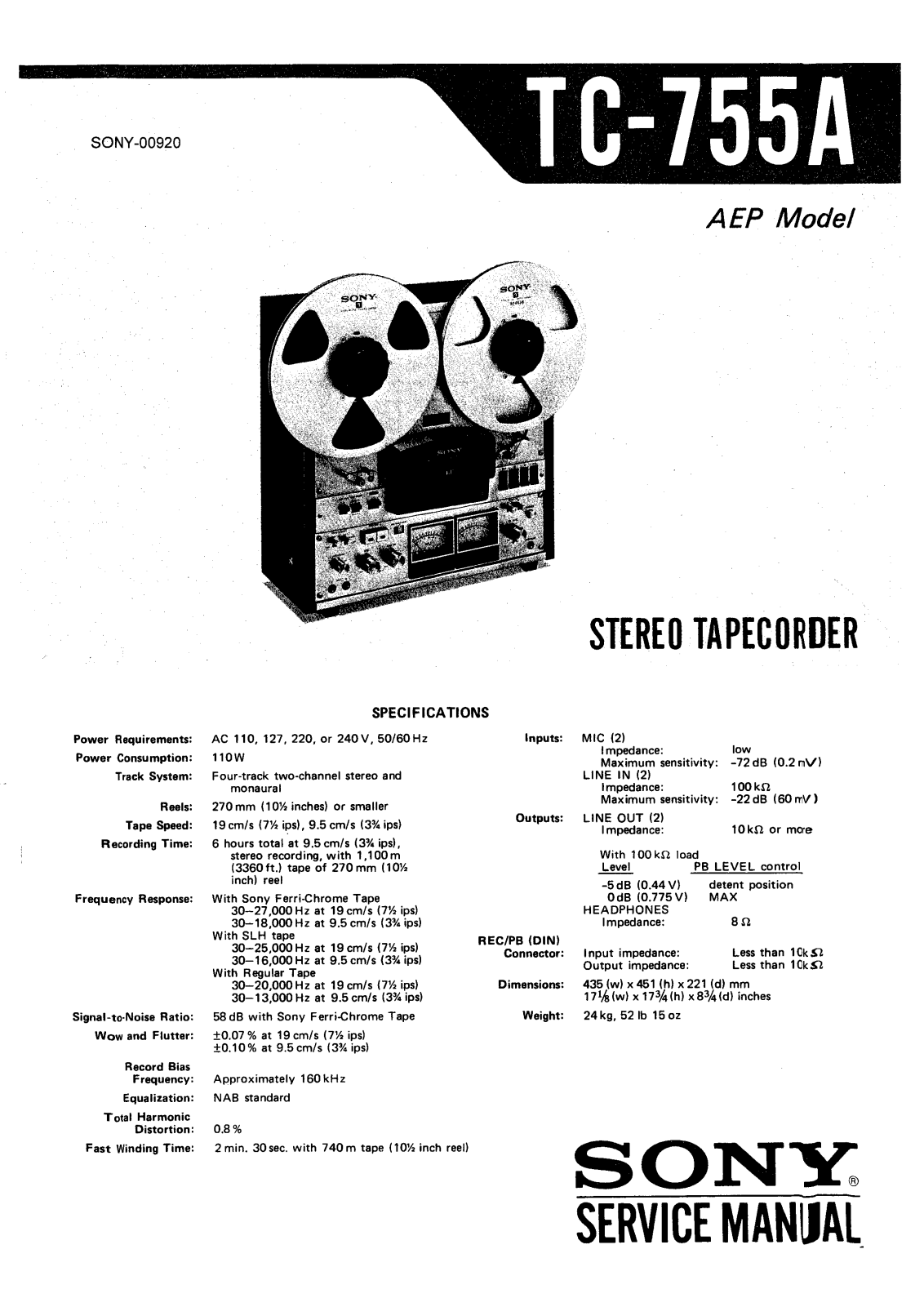 Sony TC-755-A Service manual