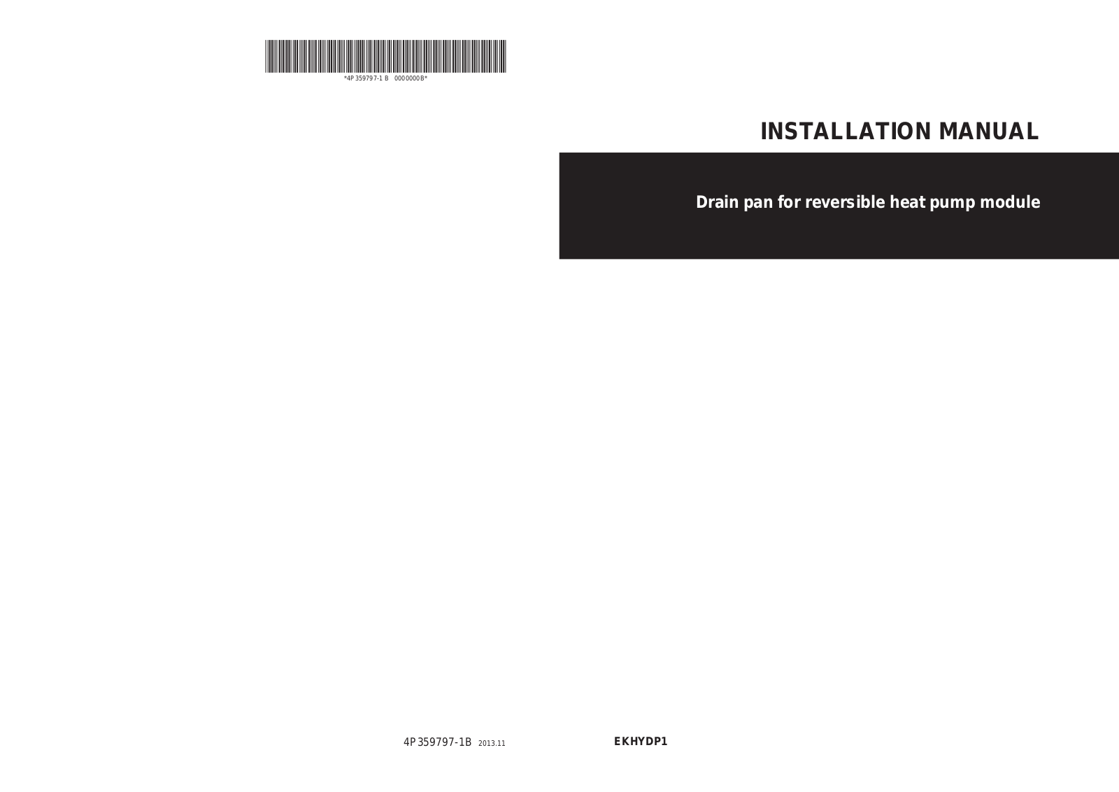 Daikin EKHYDP1 Installation manuals