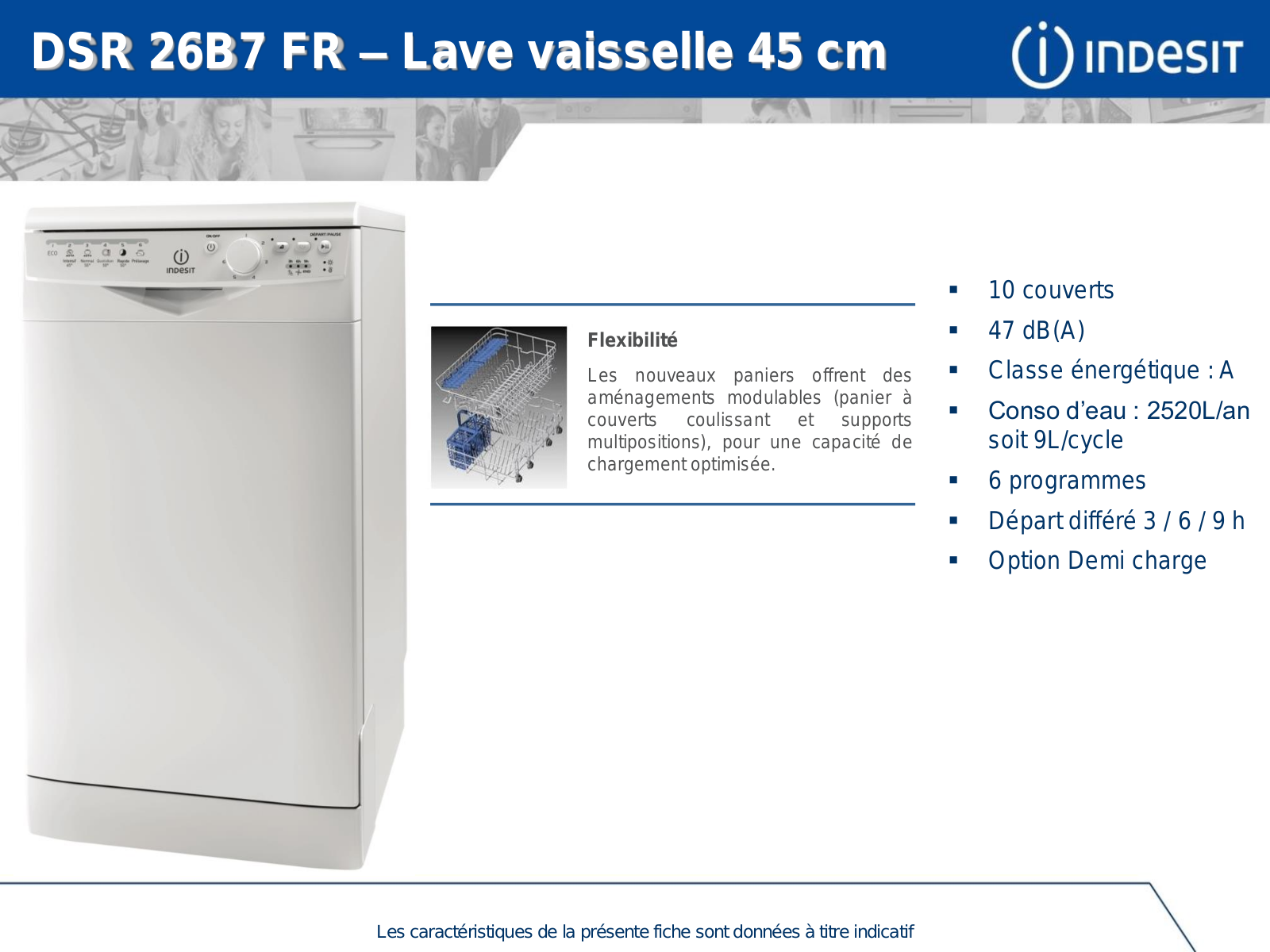 Indesit DSR 26B17 product sheet