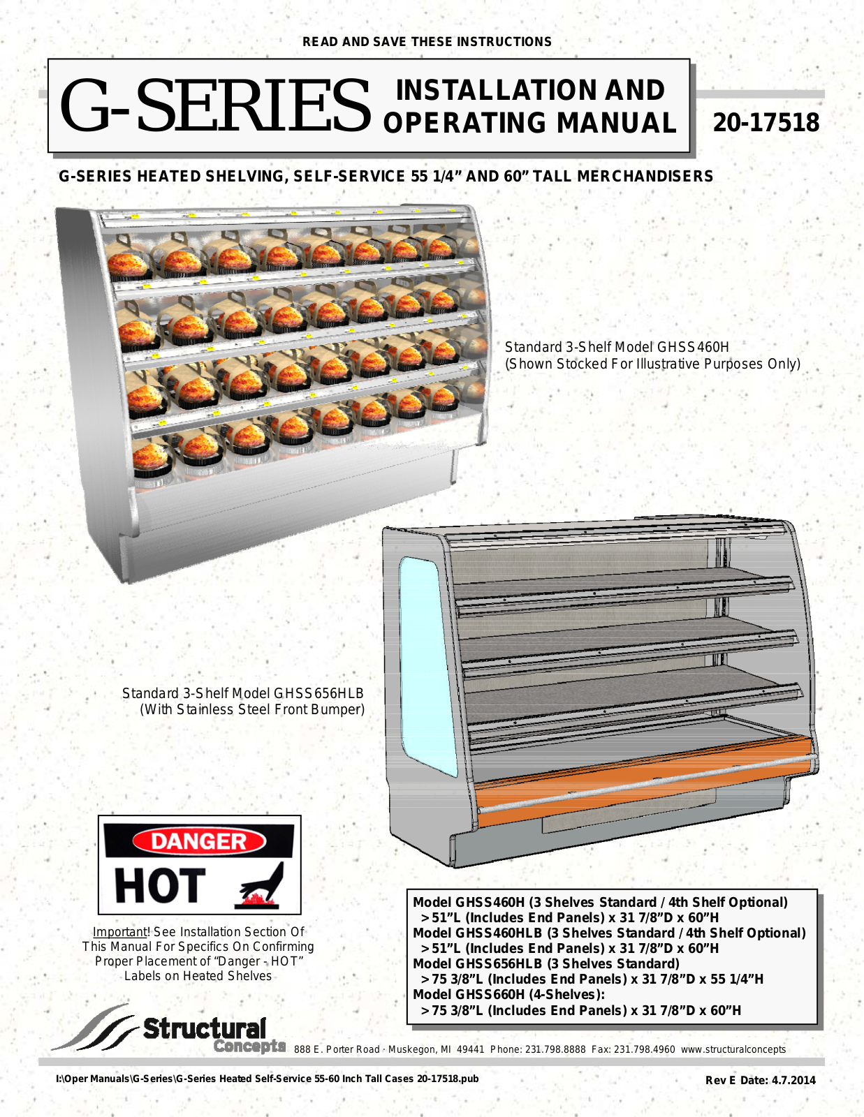 Structural Concepts GHSS460H Installation  Manual