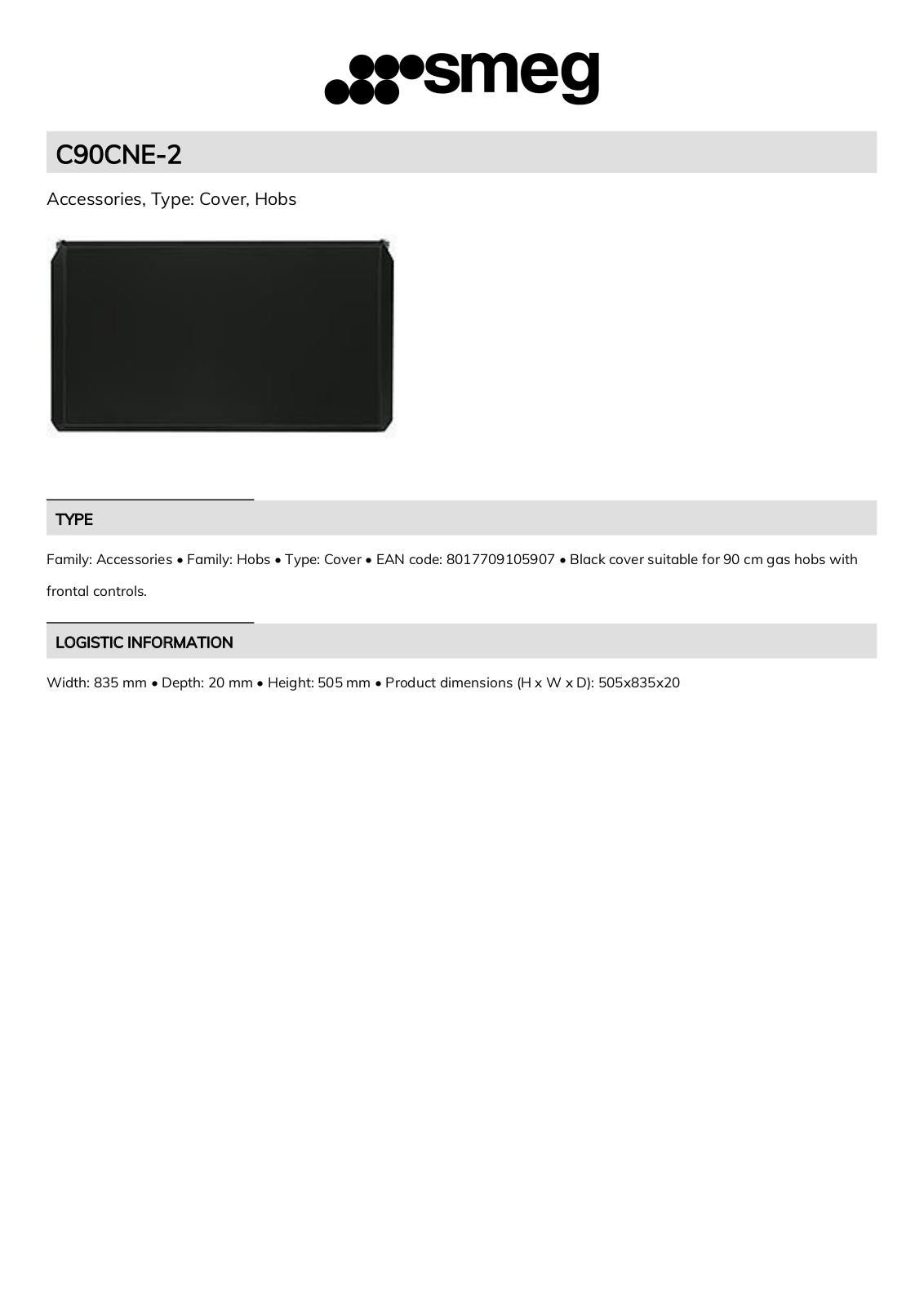 Smeg C90CNE-2 Technical sheet