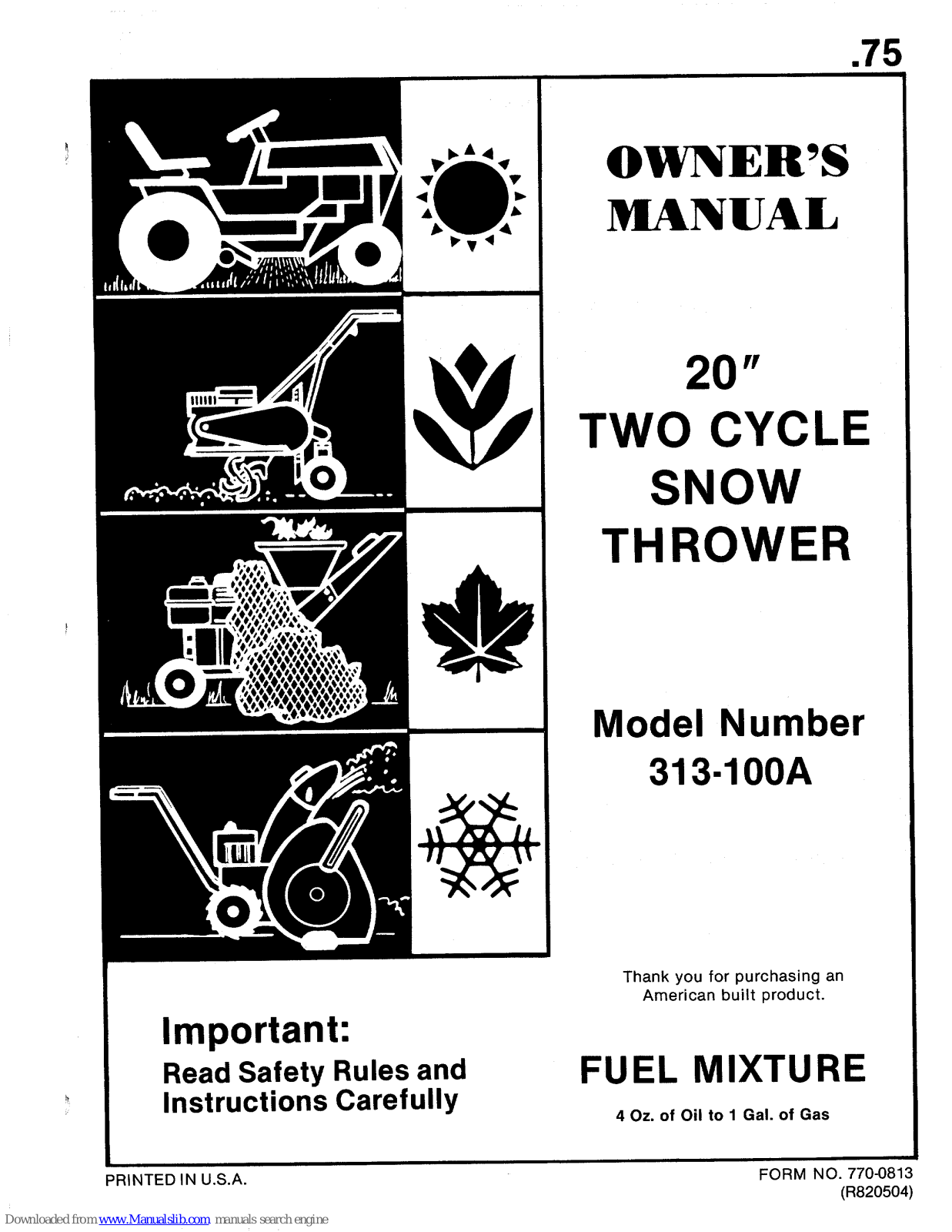 MTD 313-100A Owner's Manual