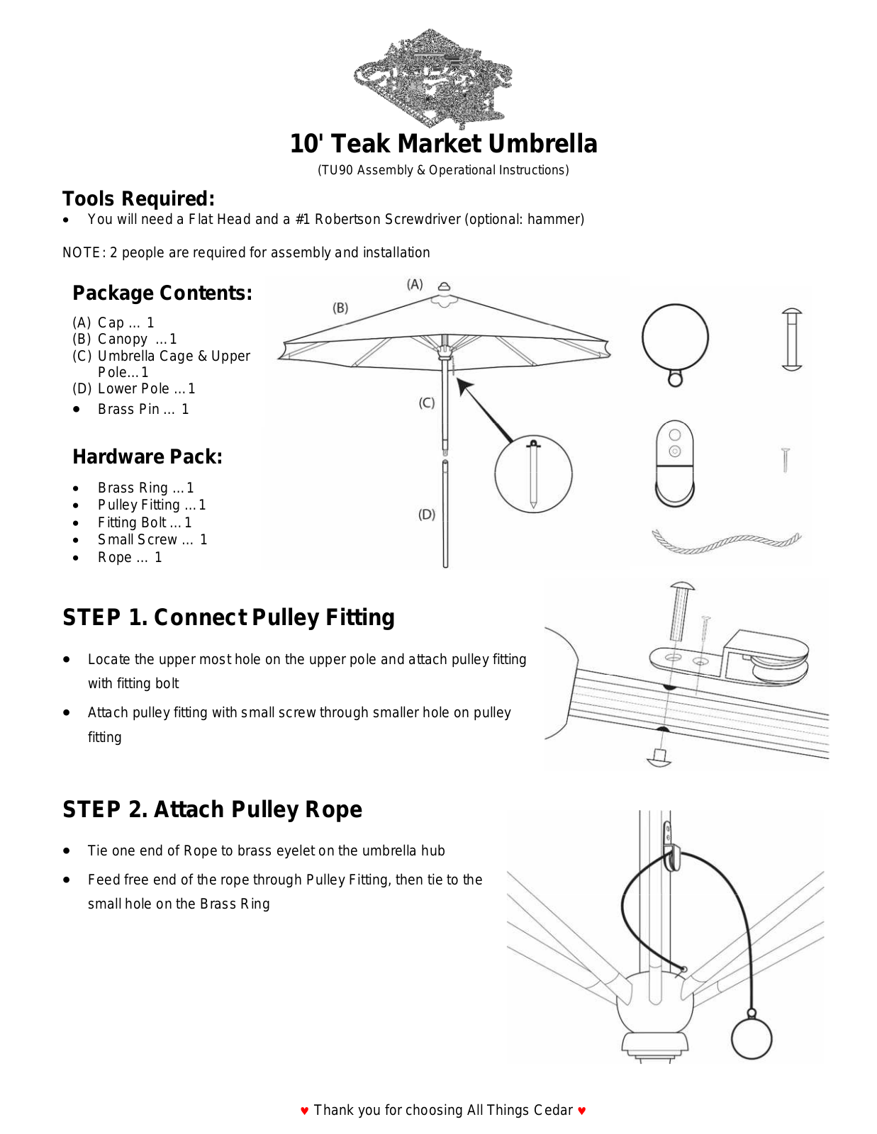 All Things Cedar TU90R Assembly Guide