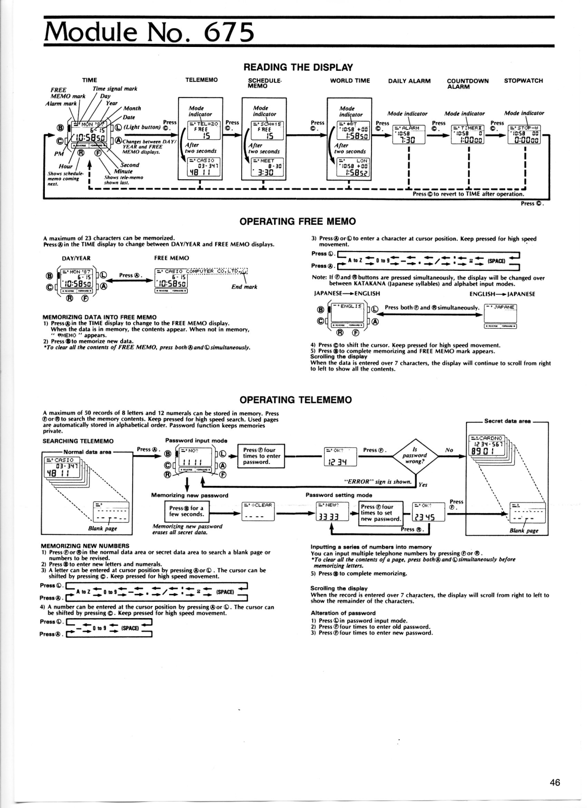 Casio QW-675 Manual