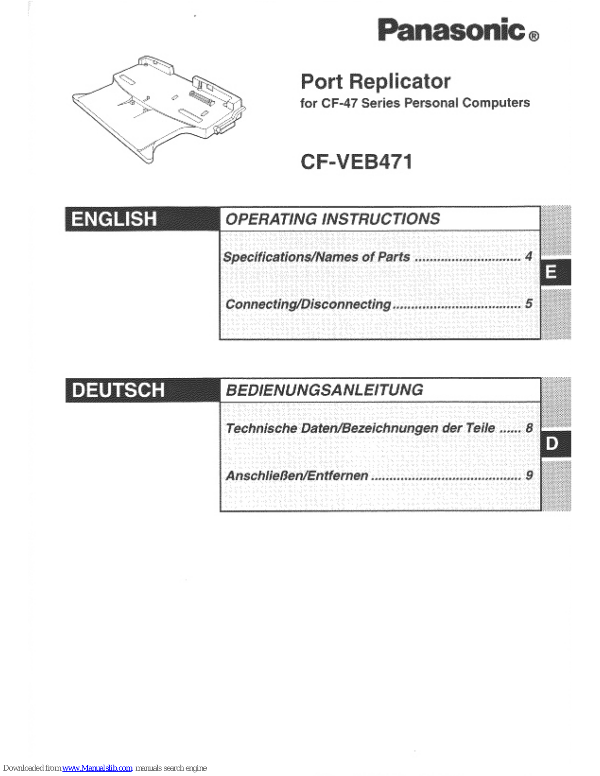 Panasonic CF-VEB471 Operating Instructions Manual