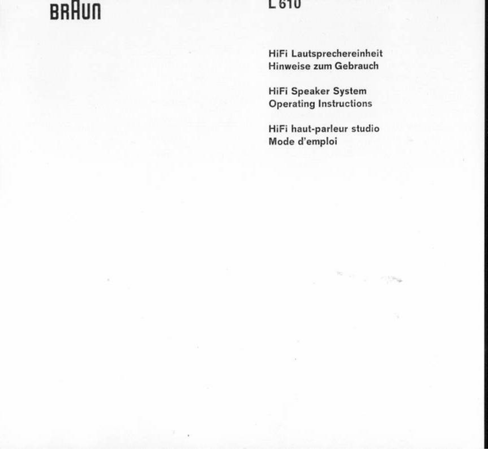 Braun L-610 Owners Manual