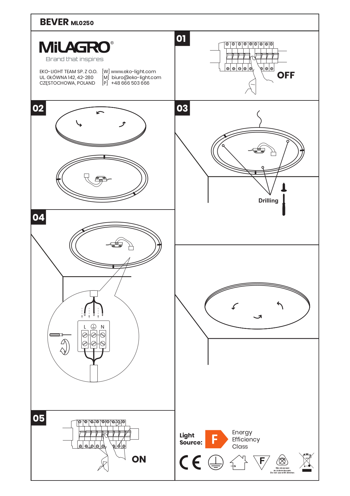 MILAGRO BEVER, ML0250 User guide - ManualMachine.com