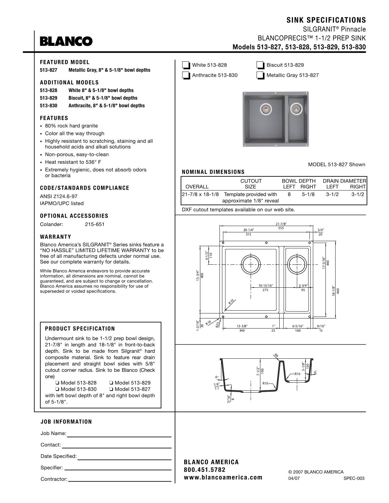 Blanco 513-827 User Manual