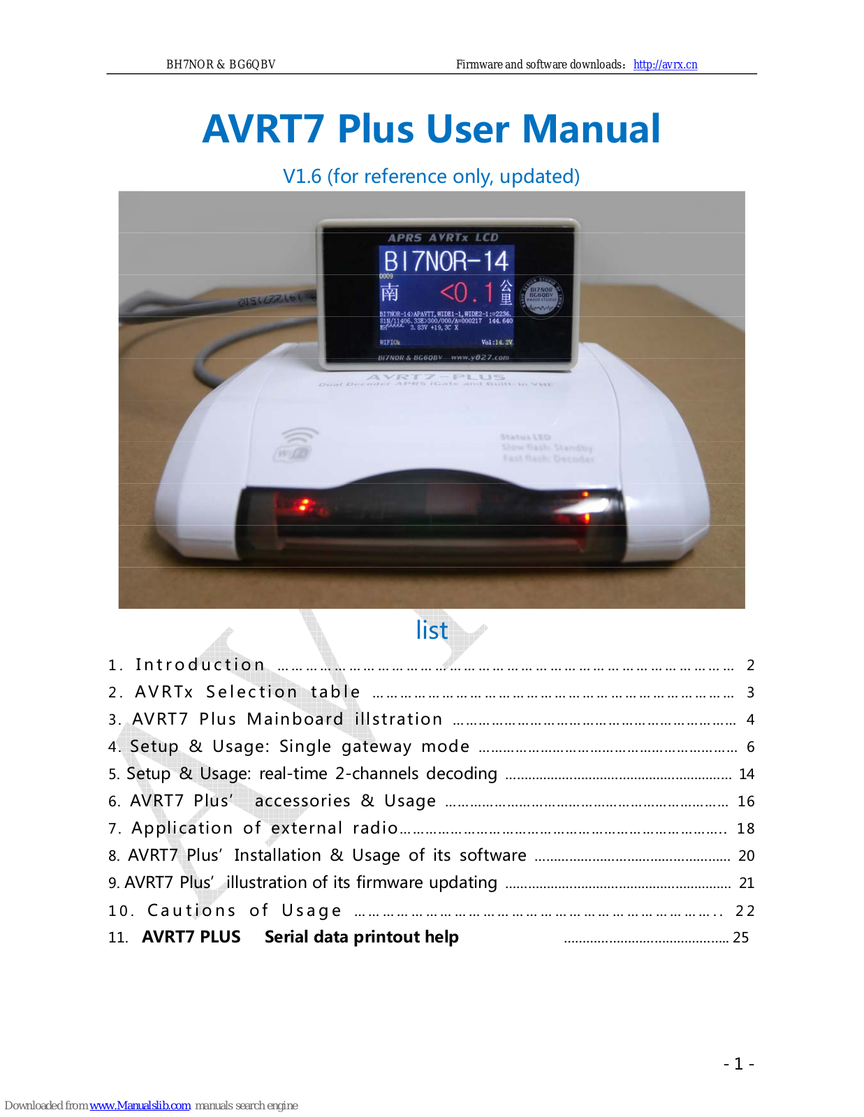 Radioddity AVRT7 Plus, BI7NOR, BG6QBV User Manual