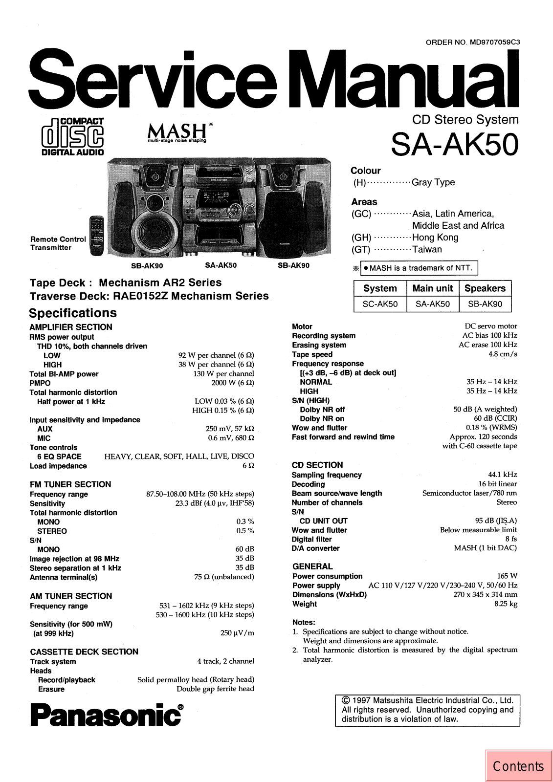 Panasonic SAAK-50 Service manual